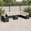  11 részes fekete polyrattan kerti ülőgarnitúra párnákkal