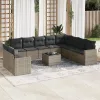  11 részes szürke polyrattan kerti ülőgarnitúra párnákkal