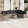  11 részes világosszürke polyrattan kerti ülőgarnitúra párnákkal