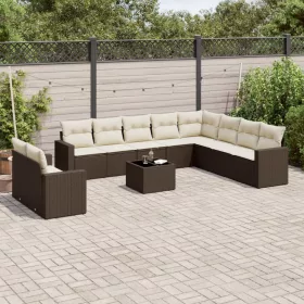    11 részes barna polyrattan kerti ülőgarnitúra párnákkal