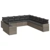  11 részes szürke polyrattan kerti ülőgarnitúra párnákkal