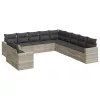  11 részes világosszürke polyrattan kerti ülőgarnitúra párnákkal