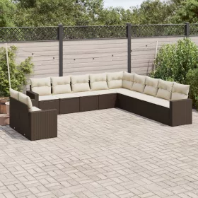    11 részes barna polyrattan kerti ülőgarnitúra párnákkal