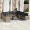  12 részes szürke polyrattan kerti ülőgarnitúra párnákkal