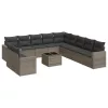  12 részes szürke polyrattan kerti ülőgarnitúra párnákkal