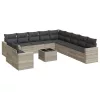  12 részes világosszürke polyrattan kerti ülőgarnitúra párnával