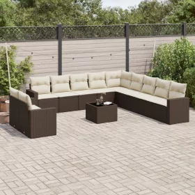    12 részes barna polyrattan kerti ülőgarnitúra párnákkal