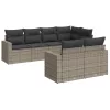  7 részes szürke polyrattan kerti ülőgarnitúra párnákkal