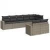  8 részes szürke polyrattan kerti ülőgarnitúra párnákkal