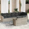  8 részes világosszürke polyrattan kerti ülőgarnitúra párnával