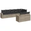  8 részes világosszürke polyrattan kerti ülőgarnitúra párnával