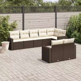    8 részes barna polyrattan kerti ülőgarnitúra párnákkal