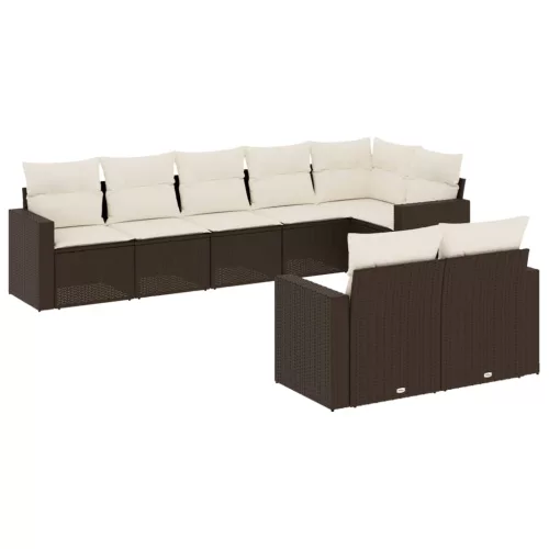  8 részes barna polyrattan kerti ülőgarnitúra párnákkal