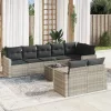  9 részes világosszürke polyrattan kerti ülőgarnitúra párnával