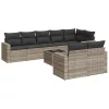  9 részes világosszürke polyrattan kerti ülőgarnitúra párnával
