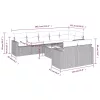  9 részes világosszürke polyrattan kerti ülőgarnitúra párnával