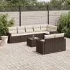  9 részes barna polyrattan kerti ülőgarnitúra párnákkal