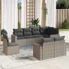  8 részes szürke polyrattan kerti ülőgarnitúra párnákkal