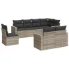  8 részes világosszürke polyrattan kerti ülőgarnitúra párnával