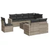  9 részes világosszürke polyrattan kerti ülőgarnitúra párnával