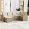  6 részes bézs polyrattan kerti ülőgarnitúra párnával
