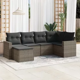    6 részes szürke polyrattan kerti ülőgarnitúra párnákkal