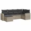  6 részes világosszürke polyrattan kerti ülőgarnitúra párnákkal