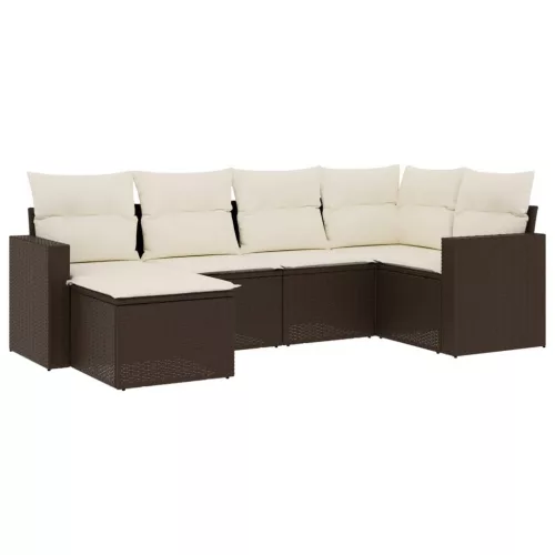  6 részes barna polyrattan kerti ülőgarnitúra párnával