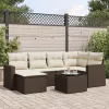  7 részes barna polyrattan kerti ülőgarnitúra párnákkal