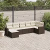  7 részes barna polyrattan kerti ülőgarnitúra párnákkal