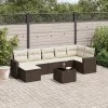  8 részes barna polyrattan kerti ülőgarnitúra párnákkal