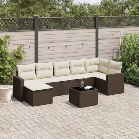    8 részes barna polyrattan kerti ülőgarnitúra párnákkal