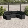  7 részes fekete polyrattan kerti ülőgarnitúra párnával