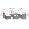  8 részes fekete polyrattan kerti ülőgarnitúra párnákkal