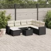  8 részes fekete polyrattan kerti ülőgarnitúra párnákkal