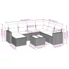  8 részes fekete polyrattan kerti ülőgarnitúra párnákkal