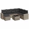  8 részes világosszürke polyrattan kerti ülőgarnitúra párnával