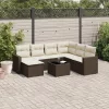  8 részes barna polyrattan kerti ülőgarnitúra párnákkal