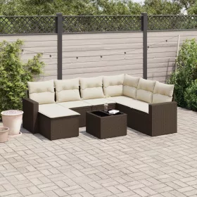    8 részes barna polyrattan kerti ülőgarnitúra párnákkal