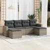  6 részes világosszürke polyrattan kerti ülőgarnitúra párnákkal