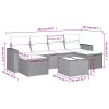  7 részes fekete polyrattan kerti ülőgarnitúra párnával