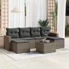  7 részes szürke polyrattan kerti ülőgarnitúra párnákkal