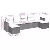  7 részes fekete polyrattan kerti ülőgarnitúra párnával