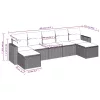  7 részes szürke polyrattan kerti ülőgarnitúra párnákkal