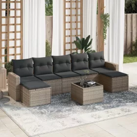    8 részes szürke polyrattan kerti ülőgarnitúra párnákkal