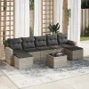  8 részes világosszürke polyrattan kerti ülőgarnitúra párnával