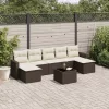  8 részes barna polyrattan kerti ülőgarnitúra párnákkal