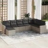  8 részes világosszürke polyrattan kerti ülőgarnitúra párnával