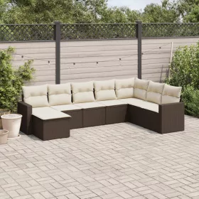    8 részes barna polyrattan kerti ülőgarnitúra párnákkal