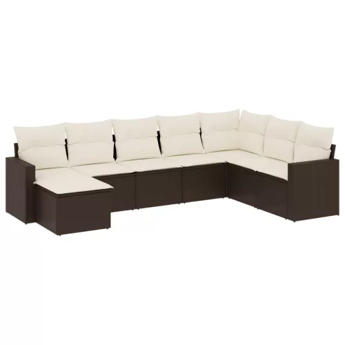  8 részes barna polyrattan kerti ülőgarnitúra párnákkal